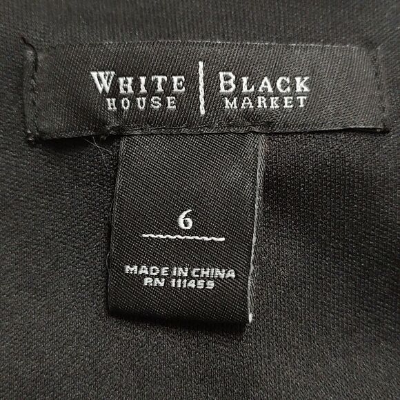 White House Black Market black white geometrical v neck faux wrap  dress  Sz 6 - Picture 7 of 7